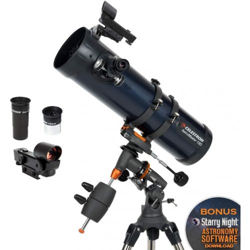 셀레스트론 Celestron - AstroMaster 130EQ Newtonian Telescope - Reflector Telescope for Beginners - Fully-Coated Glass Optics - Adjustable-Height Tripod - BONUS Astronomy Software Package