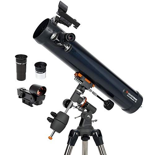 셀레스트론 Celestron - AstroMaster 76EQ Newtonian Telescope - Reflector Telescope for Beginners - Fully-Coated Glass Optics - Adjustable-Height Tripod - BONUS Astronomy Software Package