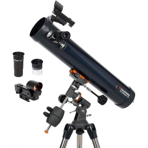 셀레스트론 Celestron - AstroMaster 76EQ Newtonian Telescope - Reflector Telescope for Beginners - Fully-Coated Glass Optics - Adjustable-Height Tripod - BONUS Astronomy Software Package