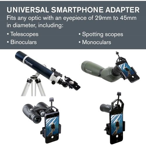 셀레스트론 Celestron 81035 Basic Smartphone Adapter 1.25 Capture Your Discoveries, Black