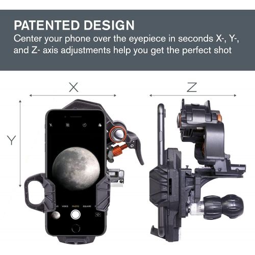 셀레스트론 Celestron - NexYZ DX Kit - 3-Axis Universal Smartphone Adapter - Digiscoping Smartphone Adapter - Bluetooth Shutter Release Remote ? Capture Images and Video Through Your Telescope