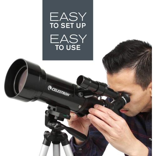 셀레스트론 Celestron - 70mm Travel Scope - Portable Refractor Telescope - Fully-Coated Glass Optics - Ideal Telescope for Beginners - BONUS Astronomy Software Package