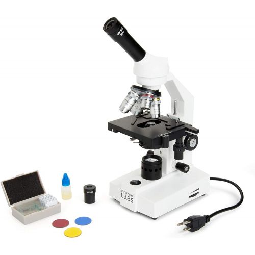 셀레스트론 Celestron CM2000CF Compound Microscope w40x - 2000x power, mechanical stage, Abbe condenser, 4 Fully achromatic objectives, 10x and 20x eyepieces, course and fine focus, 10 prepar