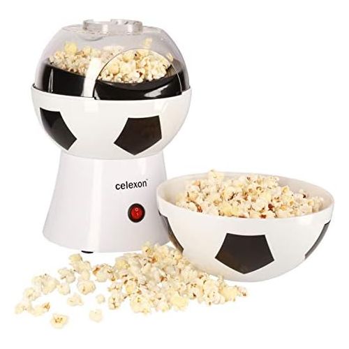  celexon CinePop SP10 Popcorn-Maschine - 20x20x29cm - Gewicht:1,2kg - weiss/Fussball-Design- ohne OEl/fettarm - Popcorn-Maker