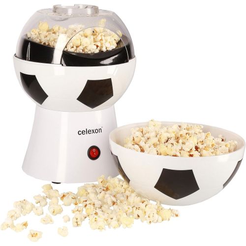  celexon CinePop SP10 Popcorn-Maschine - 20x20x29cm - Gewicht:1,2kg - weiss/Fussball-Design- ohne OEl/fettarm - Popcorn-Maker