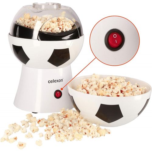  celexon CinePop SP10 Popcorn-Maschine - 20x20x29cm - Gewicht:1,2kg - weiss/Fussball-Design- ohne OEl/fettarm - Popcorn-Maker