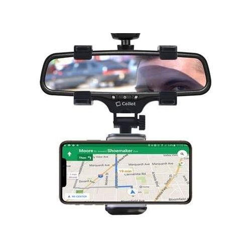  [아마존베스트]Cellet Vehicle Rear View Mirror Phone Holder Mount Universal Smartphone Cradle Compatible to iPhone 11/11 Pro Xr Xs Max X 8 Plus Note 10 9 Galaxy S20 S20+ 5G S10 Plus S9 S8 Google