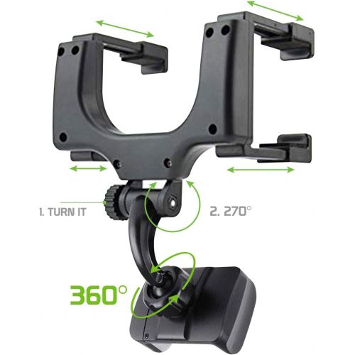  [아마존베스트]Cellet Vehicle Rear View Mirror Phone Holder Mount Universal Smartphone Cradle Compatible to iPhone 11/11 Pro Xr Xs Max X 8 Plus Note 10 9 Galaxy S20 S20+ 5G S10 Plus S9 S8 Google