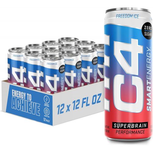  [무료배송]Cellucor C4 Smart Energy Drink - Sugar Free Performance Fuel & Nootropic Brain Booster with No Artificial Colors or Dyes | Electic Sour 16 Oz - 12 Pack