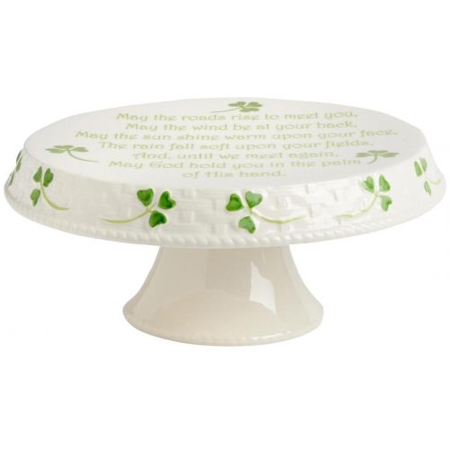  Celtic Classics Irish Blessing Traditional Basket Weave Shamrocks Design Cake Stand, 11-Inch