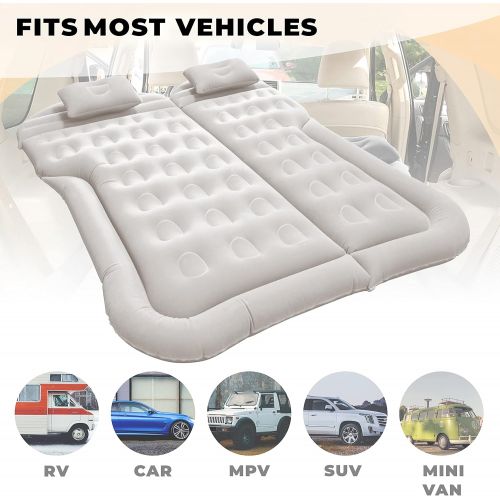  CelticMoon SUV Air Mattress Car Bed Camping Cushion Pillow - Air Bed with Electric Air Pump and Three Inflatable Funnels Portable Sleeping Pad for Travel Camping Use in Your Car RV