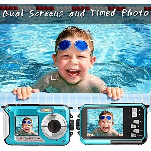  [아마존베스트]CenZo Underwater Camera Underwater Camera for Snorkelling 2.7K 48MP Camera Waterproof with Dual Screen for Selfie Waterproof Camera for Swimming and Camping