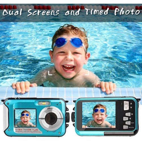  [아마존베스트]CenZo Underwater Camera Underwater Camera for Snorkelling 2.7K 48MP Camera Waterproof with Dual Screen for Selfie Waterproof Camera for Swimming and Camping