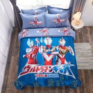 Cenarious Warm Embrace Kids Bedding Set 100% Natural Cotton Boys Bed in a Bag Ultraman,Duvet/Comforter Cover and Pillowcase and Fitted Sheet and Comforter,Twin Size,4 Piece