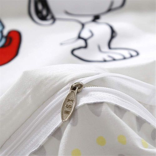  Cenarious Snoopy Boys Girls Cartoon Style Duvet Cover Set Microfiber Polyester Flat Sheet Bed Cover - 4Pcs Bedding Set - Queen Flat Sheet Set - 86x94 - 220x240cm