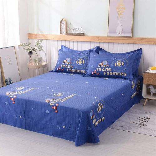  Cenarious Duvet Cover Set (No Comforter) - 1 Duvet Cover + 1 Flat Sheet + 2 Pillowcases - 100% Cotton - 4 Piece - Full(78x90) - Cartoon Transformers Optimus Prime for Boys - Blue