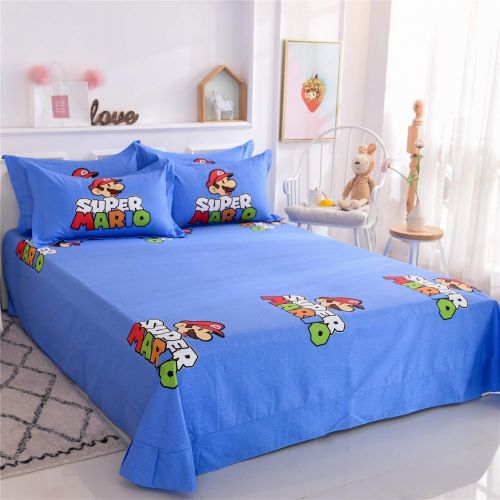  Cenarious Duvet Cover Set (No Comforter) - 1 Duvet Cover + 1 Flat Sheet + 2 Pillowcases - 100% Cotton - 4 Piece - Full(78x90) - Cartoon Transformers Optimus Prime for Boys - Blue