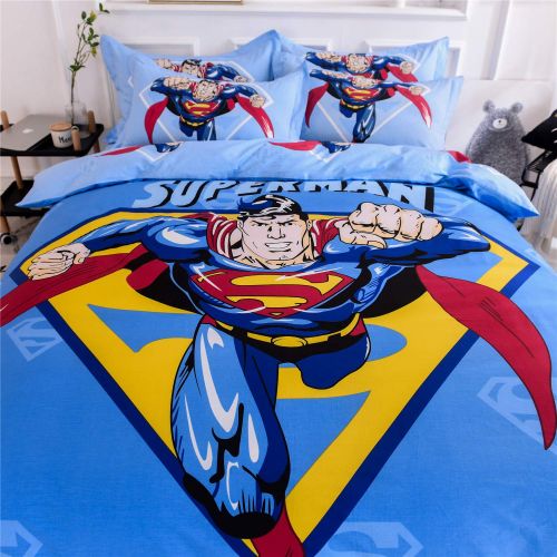  Cenarious Duvet Cover Set (No Comforter) - 1 Duvet Cover + 1 Flat Sheet + 2 Pillowcases - 100% Cotton - 4 Piece - Full(78x90) - Cartoon Transformers Optimus Prime for Boys - Blue