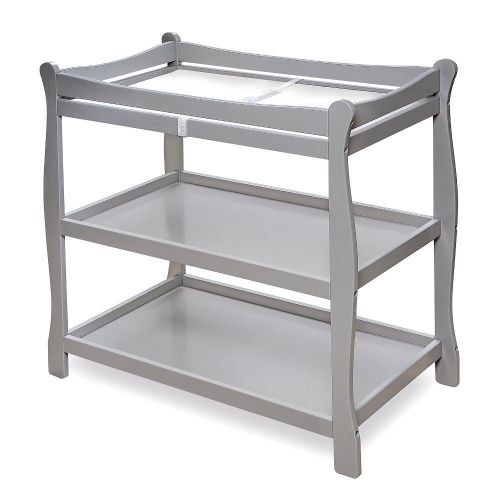  Center New Changing Table Topper Tray, Arched Baby Dressing with Shelves for Boys and Girls, with Grey Finish & E-Book