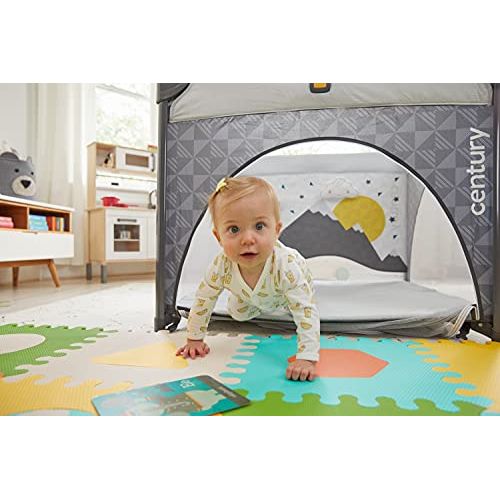  Century Play On 2-in-1 Playard and Activity Center Playpen Includes Soft Toys and Zippered Door, Berry