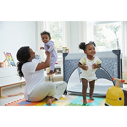  Century Play On 2-in-1 Playard and Activity Center Playpen Includes Soft Toys and Zippered Door, Berry