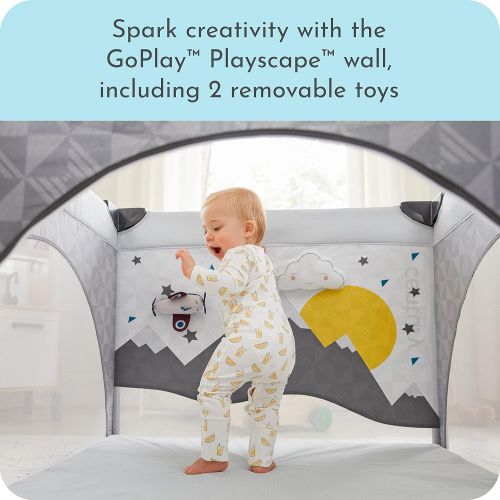  Century Play On 2-in-1 Playard and Activity Center Playpen Includes Soft Toys and Zippered Door, Berry