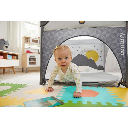  Century Play On 2-in-1 Playard and Activity Center Playpen Includes Soft Toys and Zippered Door, Berry
