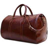 Cenzo Garment Duffle Travel Bag Suitcase in Brown Full Grain Leather