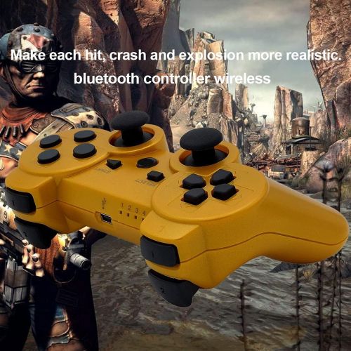  [아마존베스트]Ceozon PS3 Controller Playstation 3 Controller Wireless Bluetooth for Sony PS3 Remote Controller Playstation 3 Joystick with Charging Cables 2 Pack Black + Gold