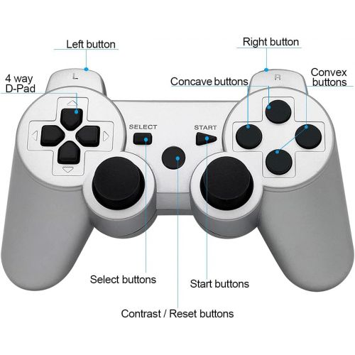  [아마존베스트]Ceozon PS3 Controller Wireless Playstation 3 Controller Compatible for Sony PS3 Controller Wireless Remote Joystick with Charging Cables Sliver and Gold