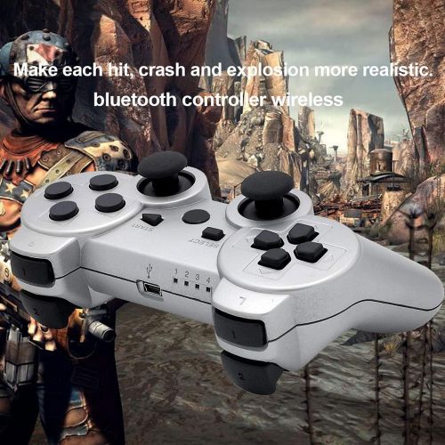  [아마존베스트]Ceozon PS3 Controller Wireless Playstation 3 Controller Compatible for Sony PS3 Controller Wireless Remote Joystick with Charging Cables Sliver and Gold