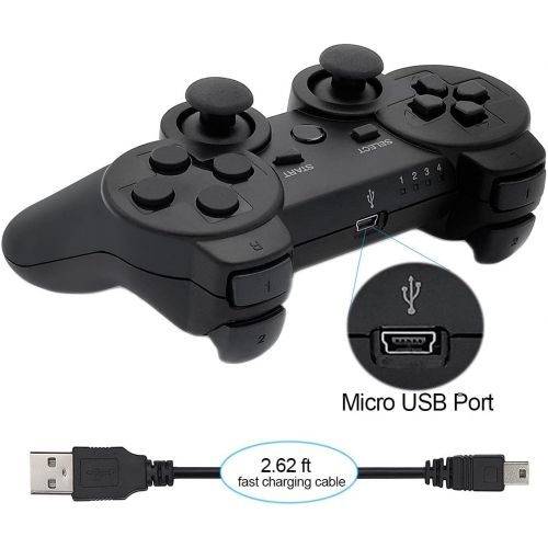  [아마존베스트]Ceozon PS3 Controller Wireless Playstation 3 Controller Bluetooth Gamepad for Playstation 3 Remote Joystick with Charging Cords Silver + Red