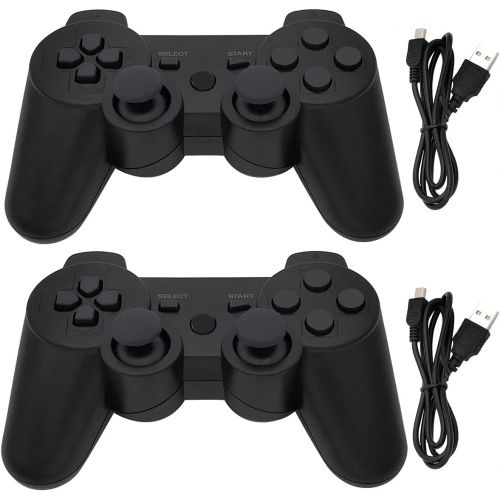  [아마존베스트]Ceozon PS3 Controller Wireless Playstation 3 Controller Bluetooth Gamepad for Playstation 3 Remote Joystick with Charging Cords Silver + Red