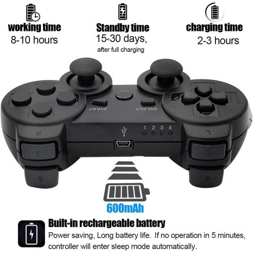  [아마존베스트]Ceozon PS3 Controller Wireless Playstation 3 Controller Bluetooth Gamepad for Playstation 3 Remote Joystick with Charging Cords Silver + Red