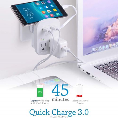  [아마존 핫딜]  [아마존핫딜]Safest Travel Adapter Kit, Dual USB for iPhone, Chargers, Cell Phones, Laptop Perfect for Travelers by Ceptics - 3.6A with Qc. 3.0 Charge Faster