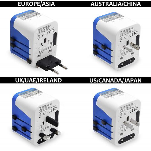  [아마존베스트]Ceptics Travel Adapter Plug World Power W/ 4 USB Ports - Charge Cell Phones, Smart Watches, iPhones All over the World - For International Europe, China, UK, UAE, Australia - Type