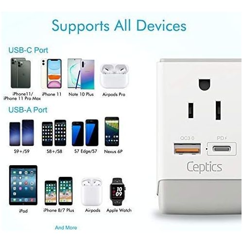  UK Ireland 2 Pack Power Plug Adapter Travel QC 3.0 & PD by Ceptics, Safe Dual USB & USB-C - 2 USA Socket Compact & Powerful - Use in London UAE Dubai Kenya British Hong Kong Type G