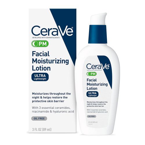  [무료배송]CeraVe PM Facial Moisturizing Lotion | Night Cream with Hyaluronic Acid and Niacinamide | Ultra-Lightweight, Oil-Free Moisturizer for Face | 3 Ounce