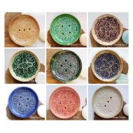/Ceralonata multicolored round ceramic soap dish for bathroom decor, new home gift, ceramic sponge holder,