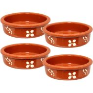 Ceramica Edgar Picas Set of 4 Vintage Portuguese Traditional Clay Terracotta Creme Brulee Dish Made In Portugal