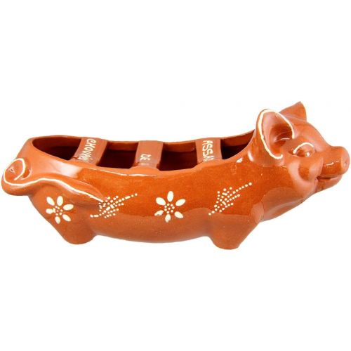  Ceramica Edgar Picas Vintage Portuguese Traditional Clay Terracotta Sausage Roaster Made In Portugal Happy Pig