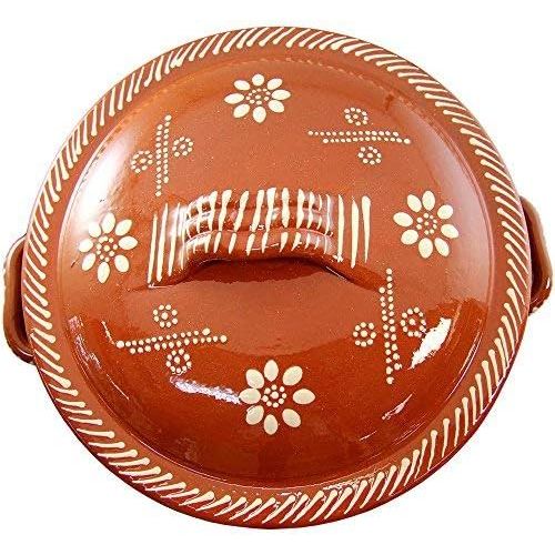  [아마존베스트]Ceramica Edgar Picas Vintage Portuguese Traditional Clay Terracotta Cazuela Casserole With Lid Made In Portugal (N.1 6 5/8 Diameter)