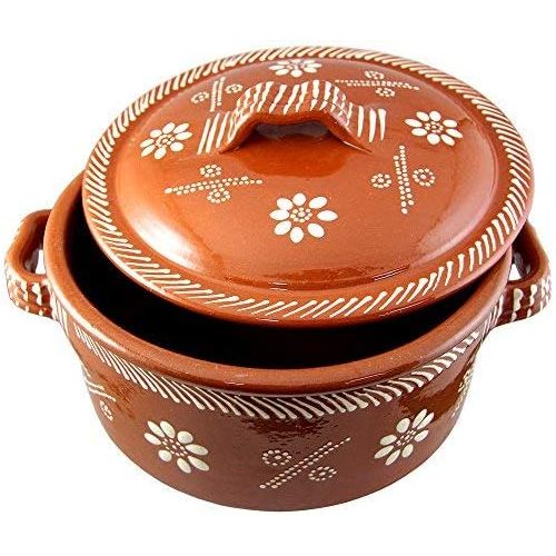  [아마존베스트]Ceramica Edgar Picas Vintage Portuguese Traditional Clay Terracotta Cazuela Casserole With Lid Made In Portugal (N.1 6 5/8 Diameter)