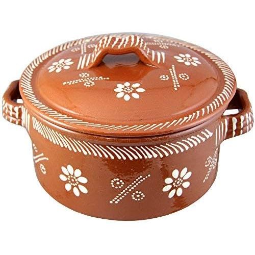  [아마존베스트]Ceramica Edgar Picas Vintage Portuguese Traditional Clay Terracotta Cazuela Casserole With Lid Made In Portugal (N.1 6 5/8 Diameter)