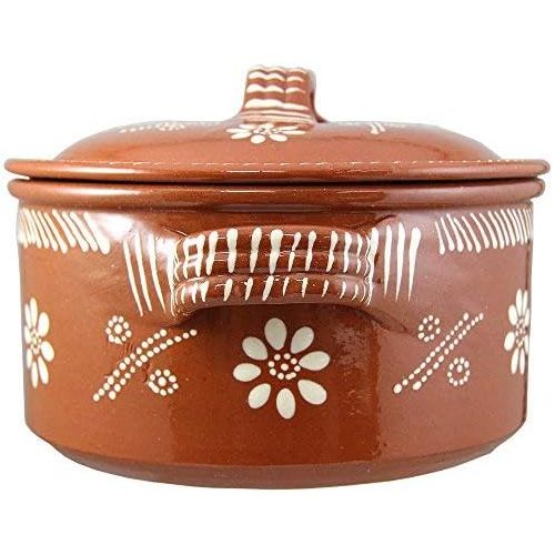  [아마존베스트]Ceramica Edgar Picas Vintage Portuguese Traditional Clay Terracotta Cazuela Casserole With Lid Made In Portugal (N.1 6 5/8 Diameter)