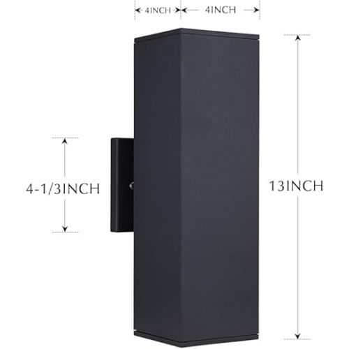  Cerdeco Aluminum Modern Outdoor Wall Light, Exterior Outdoor Wall Sconce Up Down Light Fixtures Matte Black [UL Listed]