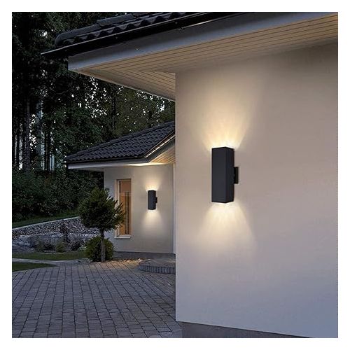  Cerdeco Aluminum Modern Outdoor Wall Light, Exterior Outdoor Wall Sconce Up Down Light Fixtures Matte Black [UL Listed]