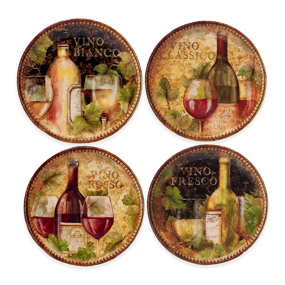 Certified International Gilded Wine Salad Plates (Set of 4)