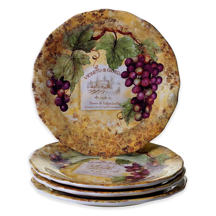 Certified International Gilded Wine Dinner Plates (Set of 4)