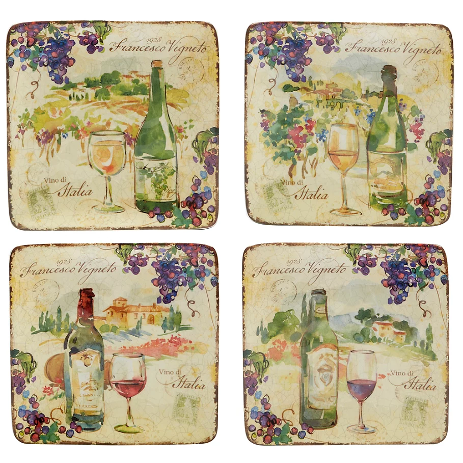 Certified International Vino Canape Plates (Set of 4)